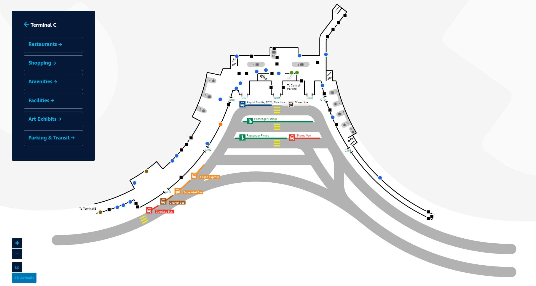 Terminal C Logan airport terminal map BOS