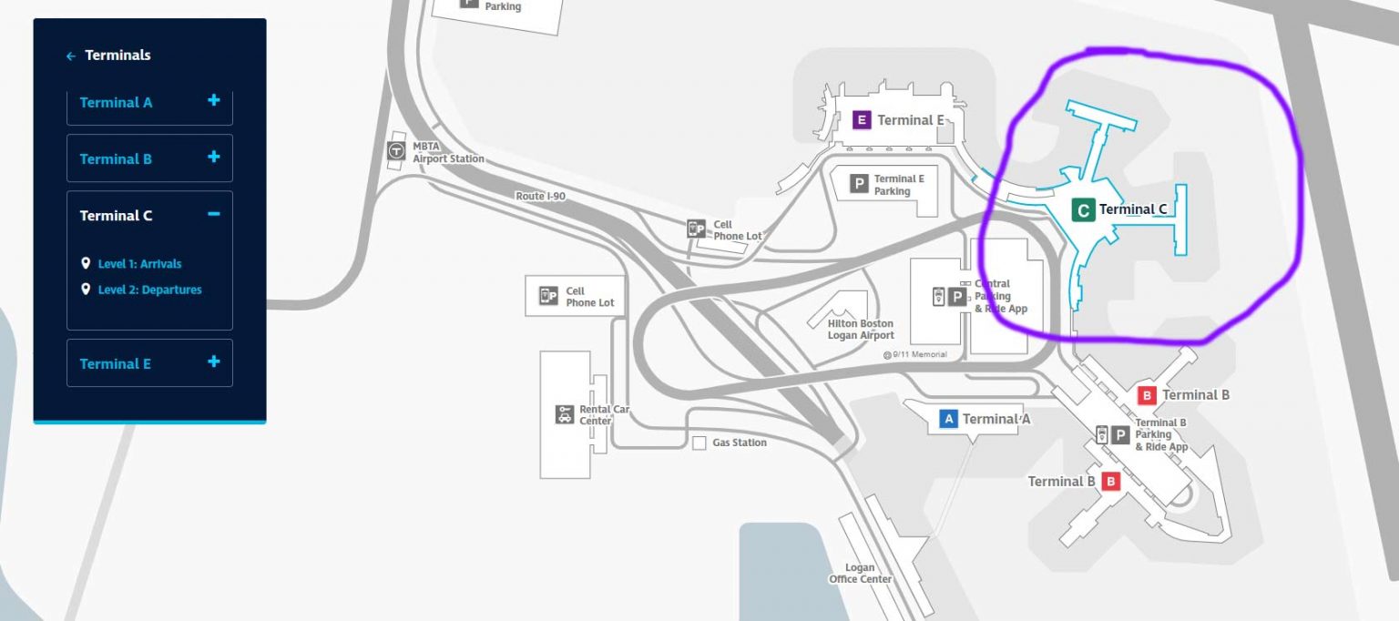 Terminal C Logan airport terminal map BOS